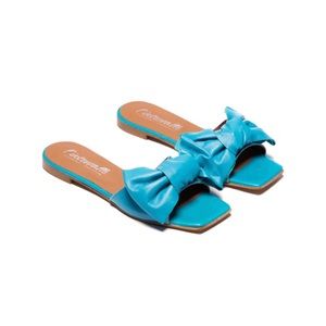 L’Intervalle Ourania Turquoise Leather Slides